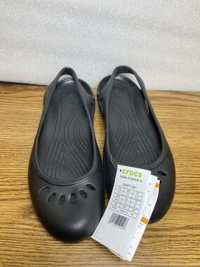 Crocs Women's Kadee Slingback Wide Ballet Flats Sandals Size 11 Black Slip On